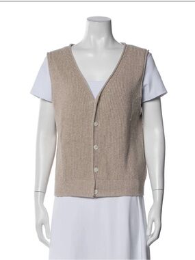 alex mill NWOT Sleeveless Button-Up Knit Vest in Beige